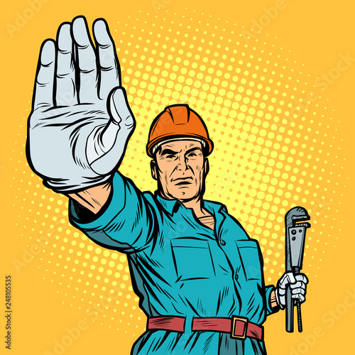 plumber gesture stop