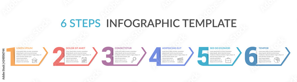 Six Steps Infographic Template - obrazy, fototapety, plakaty 