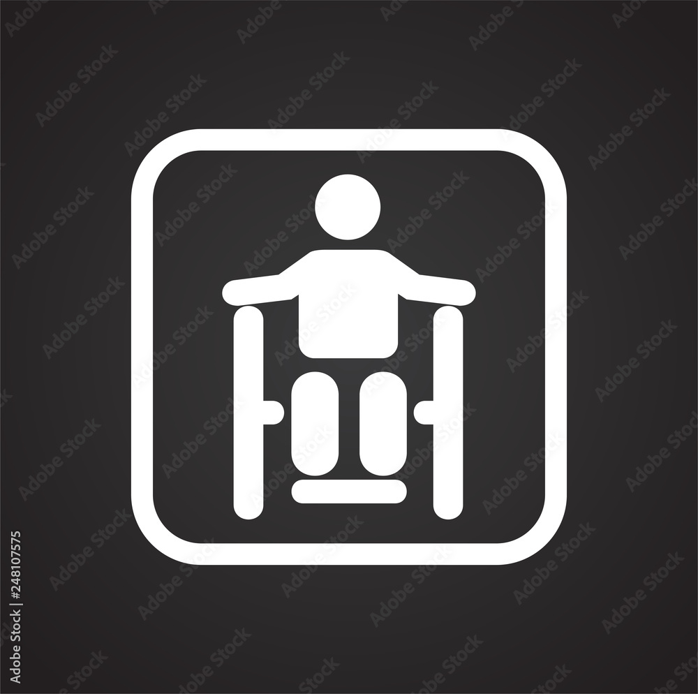 Restroom disabled icon on black background for graphic and web design, Modern simple vector sign. Internet concept. Trendy symbol for website design web button or mobile app Restroom disabled icon on black background for graphic and web design, Modern simple vector sign. Internet concept. Trendy symbol for website design web button or mobile app