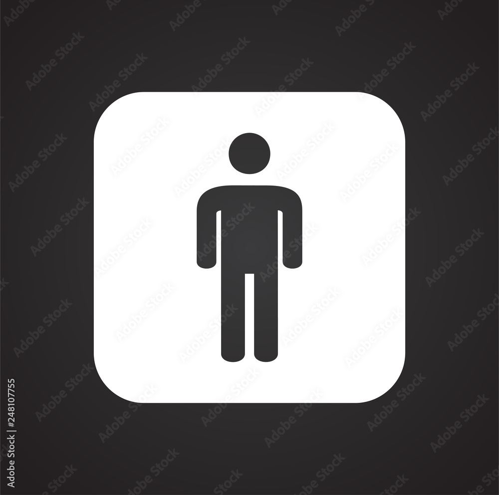 Restroom male icon on black background for graphic and web design, Modern simple vector sign. Internet concept. Trendy symbol for website design web button or mobile app Restroom male icon on black background for graphic and web design, Modern simple vector sign. Internet concept. Trendy symbol for website design web button or mobile app