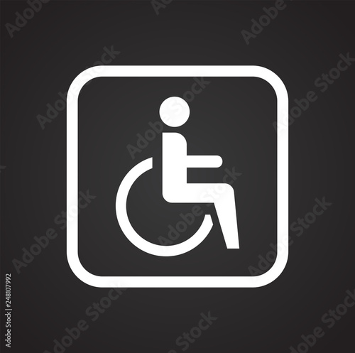 Restroom disabled icon on black background for graphic and web design, Modern simple vector sign. Internet concept. Trendy symbol for website design web button or mobile app