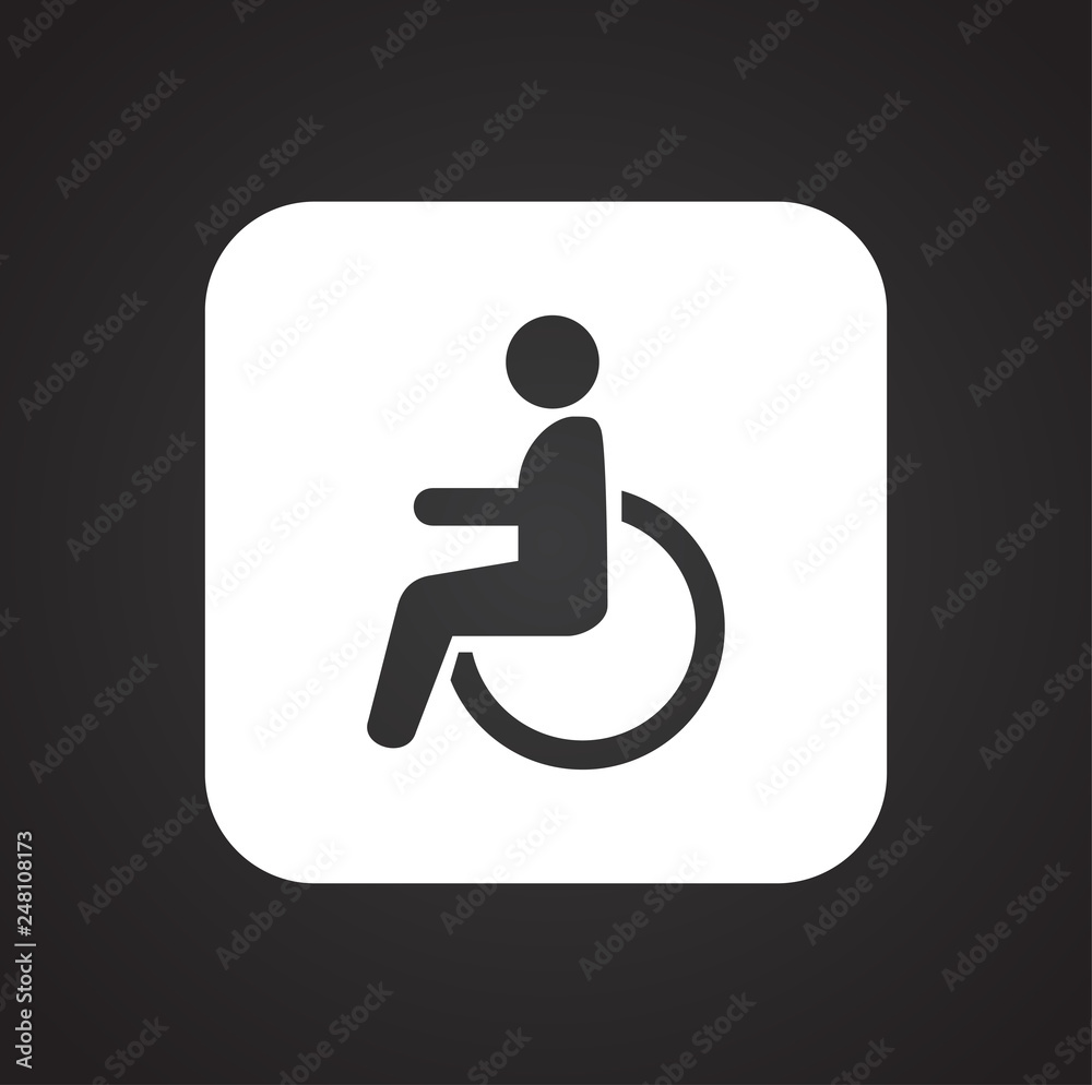 Restroom disabled icon on black background for graphic and web design, Modern simple vector sign. Internet concept. Trendy symbol for website design web button or mobile app Restroom disabled icon on black background for graphic and web design, Modern simple vector sign. Internet concept. Trendy symbol for website design web button or mobile app