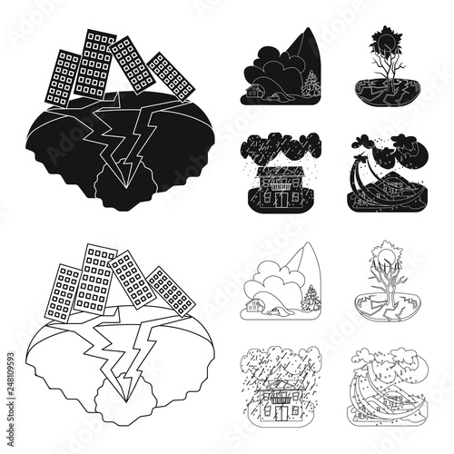 Vector illustration of weather and distress logo. Collection of weather and crash vector icon for stock.