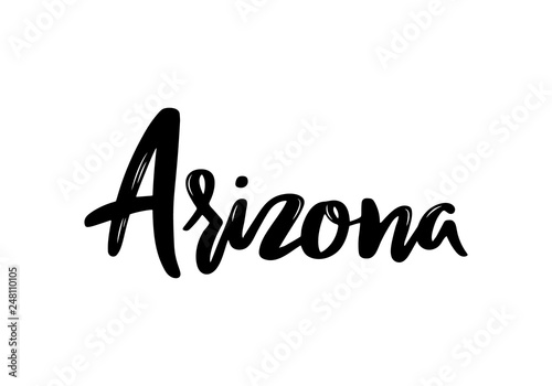 Arizona - hand drawn lettering name of USA state. Handwritten inscription. Vector illustration.