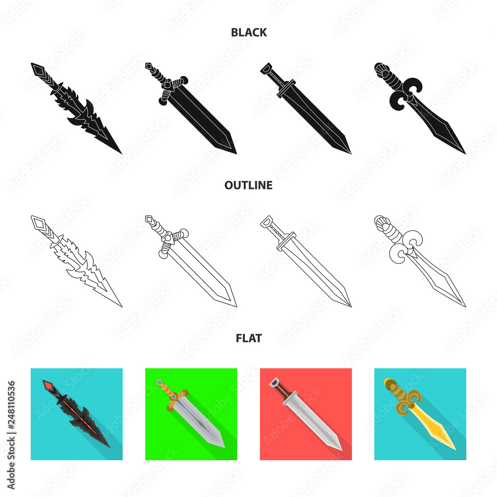 Vector design of game  and armor  logo. Set of game  and blade  stock symbol for web.