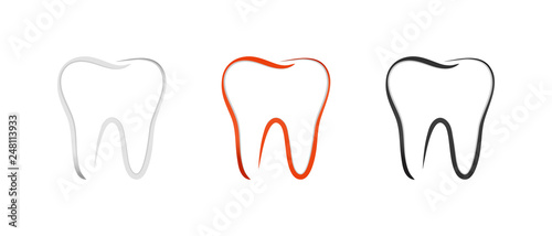 Teeth Set - Outline Vector Illustration - Isolated On White Background photo