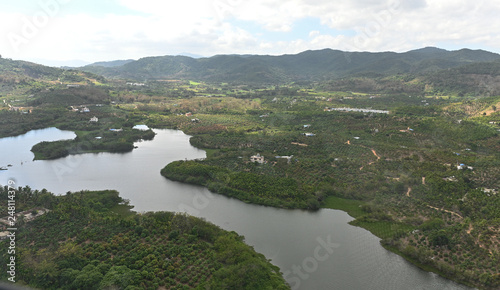 Hainan Island panorama aerial view. China Hainan island