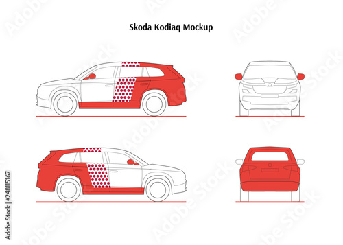 skoda kodiaq vector car mockup for branding photo