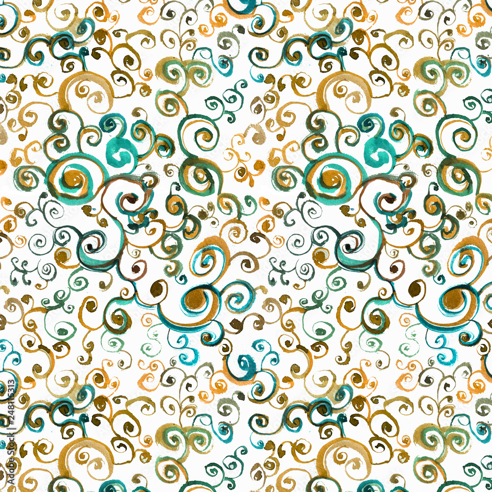 Hand drawn ornament seamless pattern. Wallpaper, fabric design.