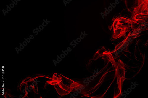 Red smoke abstract on black background. fire design