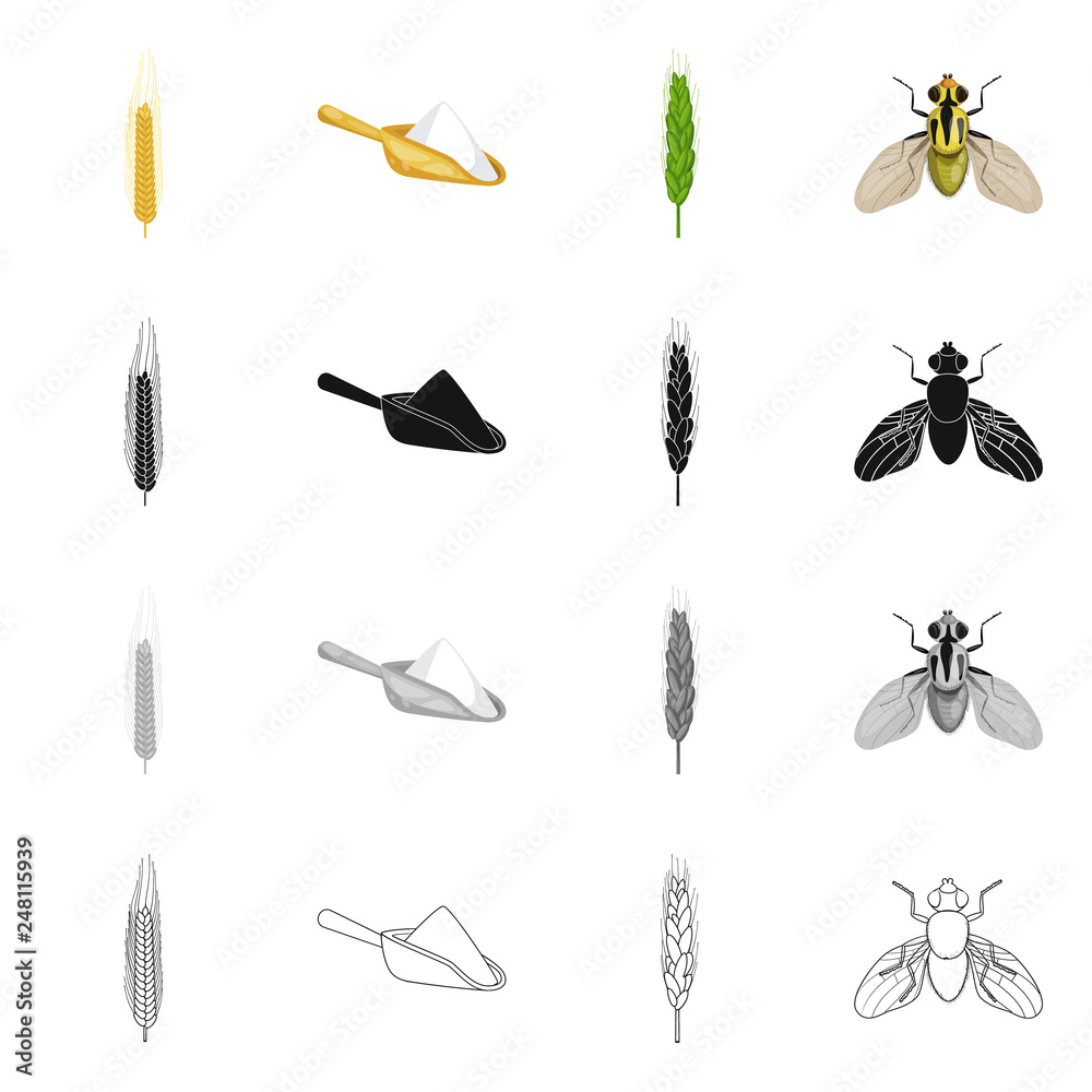 Vector illustration of agriculture and farming sign. Set of agriculture and plant stock vector illustration. Vector illustration of agriculture and farming sign. Set of agriculture and plant stock vector illustration.