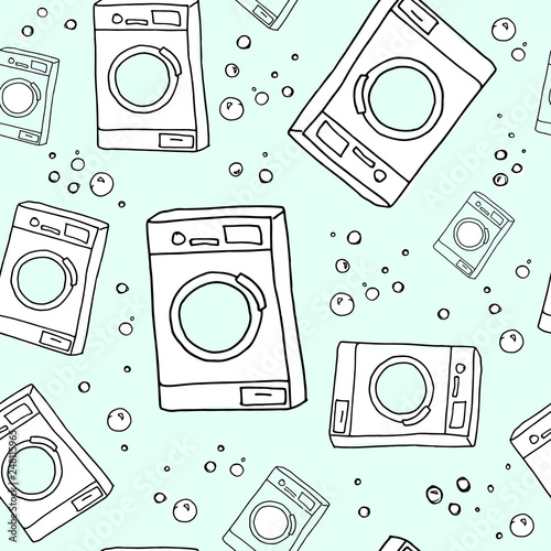 blue pattern, doodle pattern, laundry pattern, blue seamless vector doodle washing machine pattern