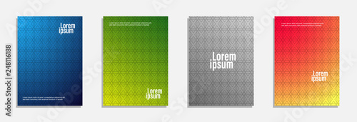 Colorful and modern cover design. Set of geometric pattern background