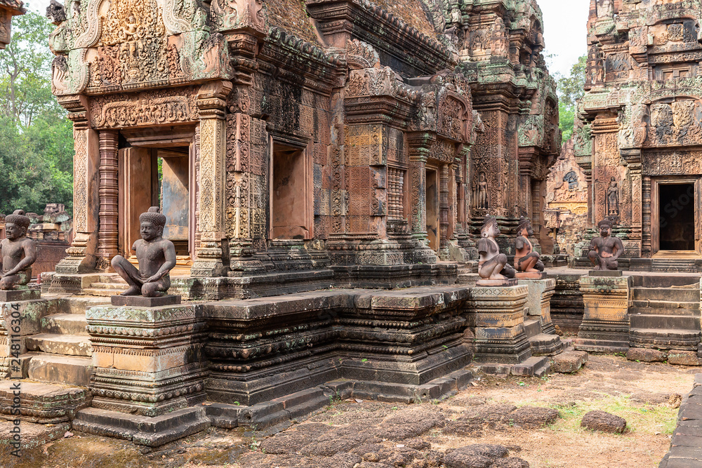 shrines in Banteay Srei temple, Siem Reap, Cambodia, Asia