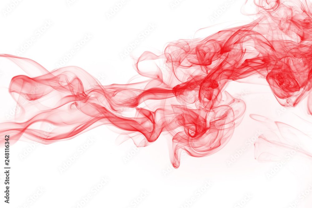 Red smoke abstract on white background, fire design