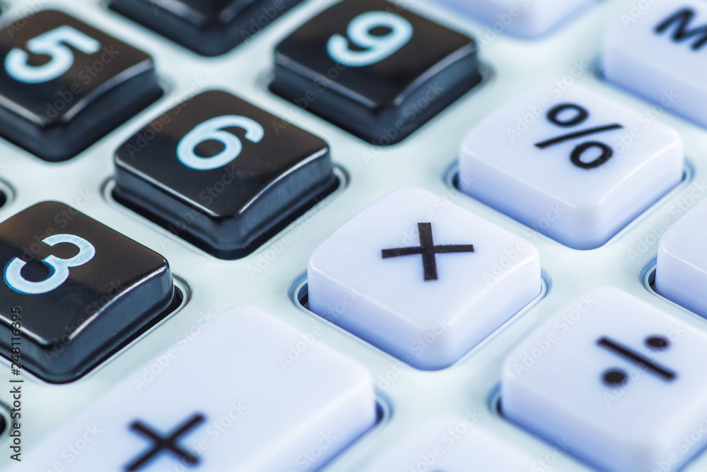 Close up button calculator , calculator on table Close up button calculator , calculator on table