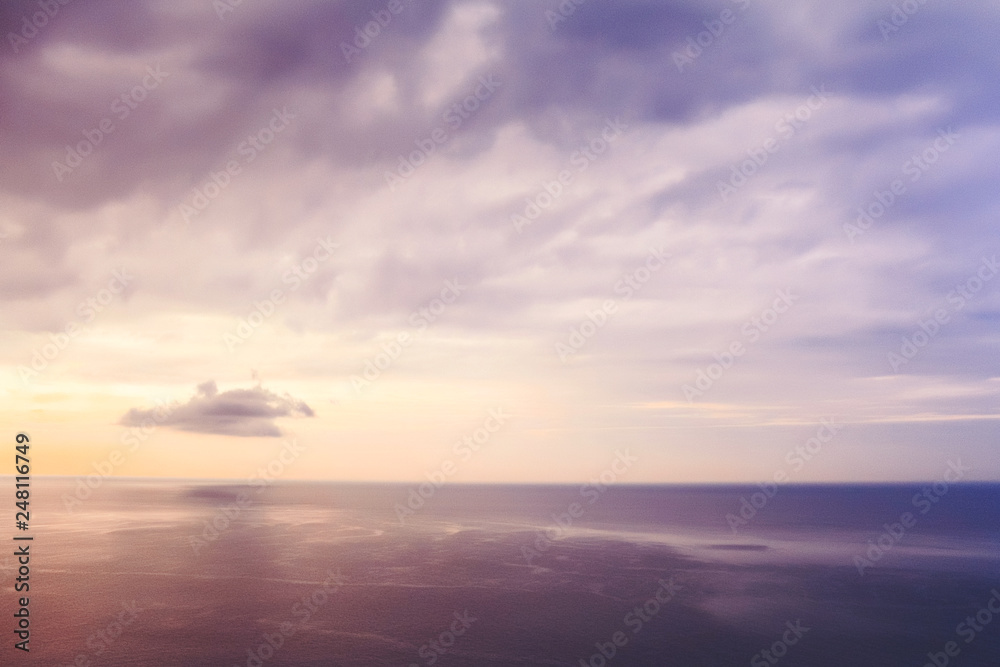 Purple sky. Beautiful seascape. Calm and rest