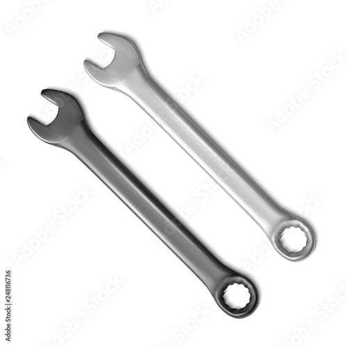 Steel spanners dark and white colors Illustration on white background. Vector illustration