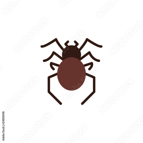Spider insect flat icon, vector sign, colorful pictogram isolated on white. Spider pest symbol, logo illustration. Flat style design