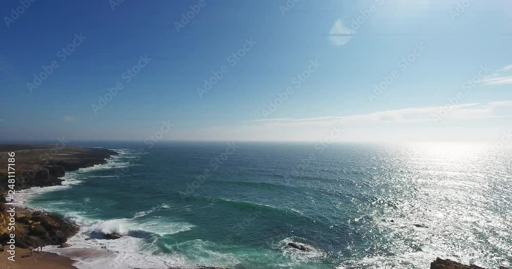 Aerial drone shot of a sunset in the sea. Aerial drone shot of a sunset in the sea.