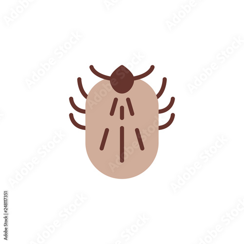 Mite insect flat icon, vector sign, colorful pictogram isolated on white. Mite pest symbol, logo illustration. Flat style design