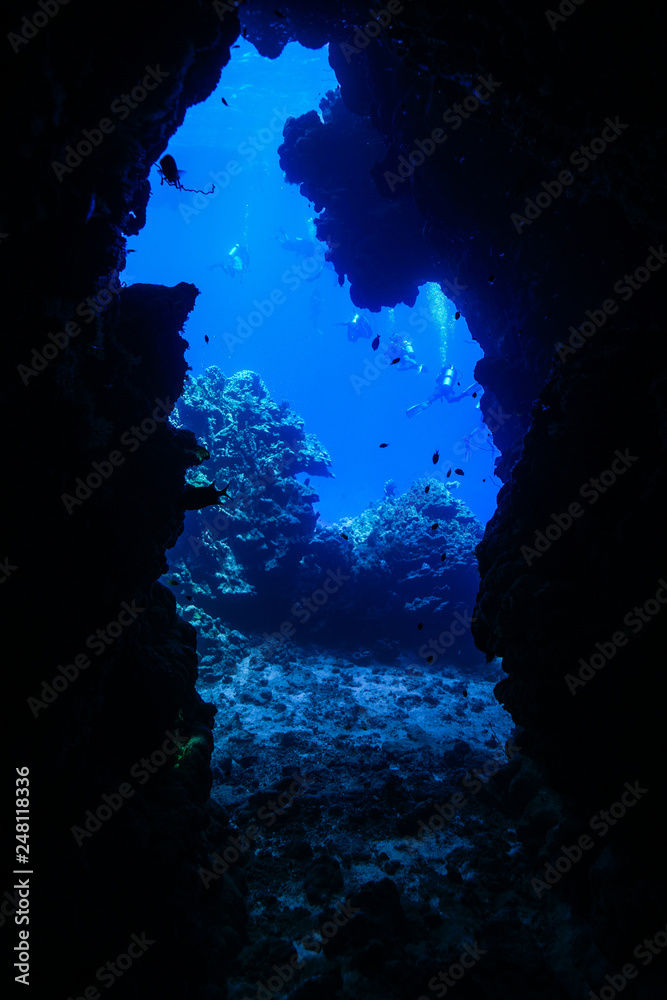 Caves of the Paradise reef at the Red Sea, Egypt