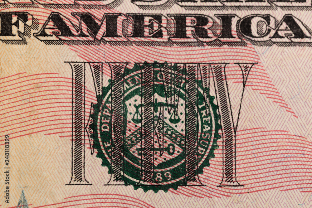 Obraz premium fifty Dollars elements , super macro, close up photo.