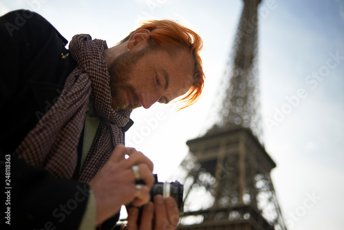 Photographer at work in the city centre of Paris