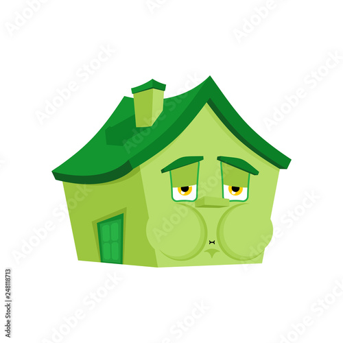 House Nausea Feeling sick emotion isolated. Sick Home Cartoon Style. Building ill Vector