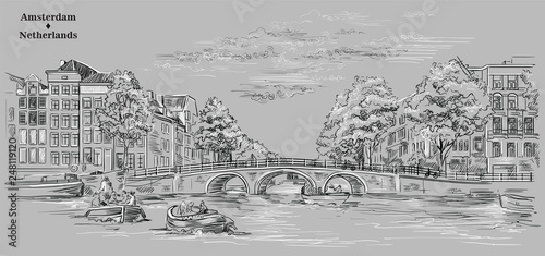 Grey vector hand drawing Holland 10