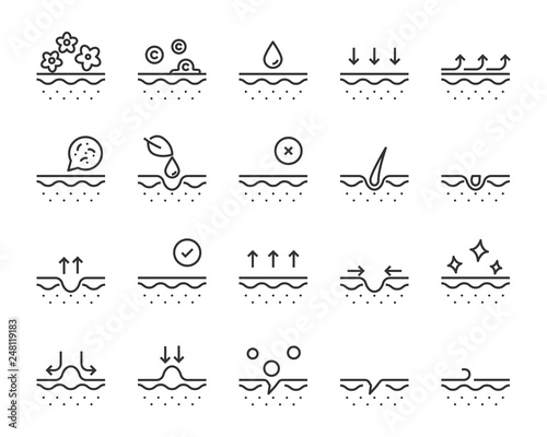 set of skin icons, such as facial, alovera, gel, moisture