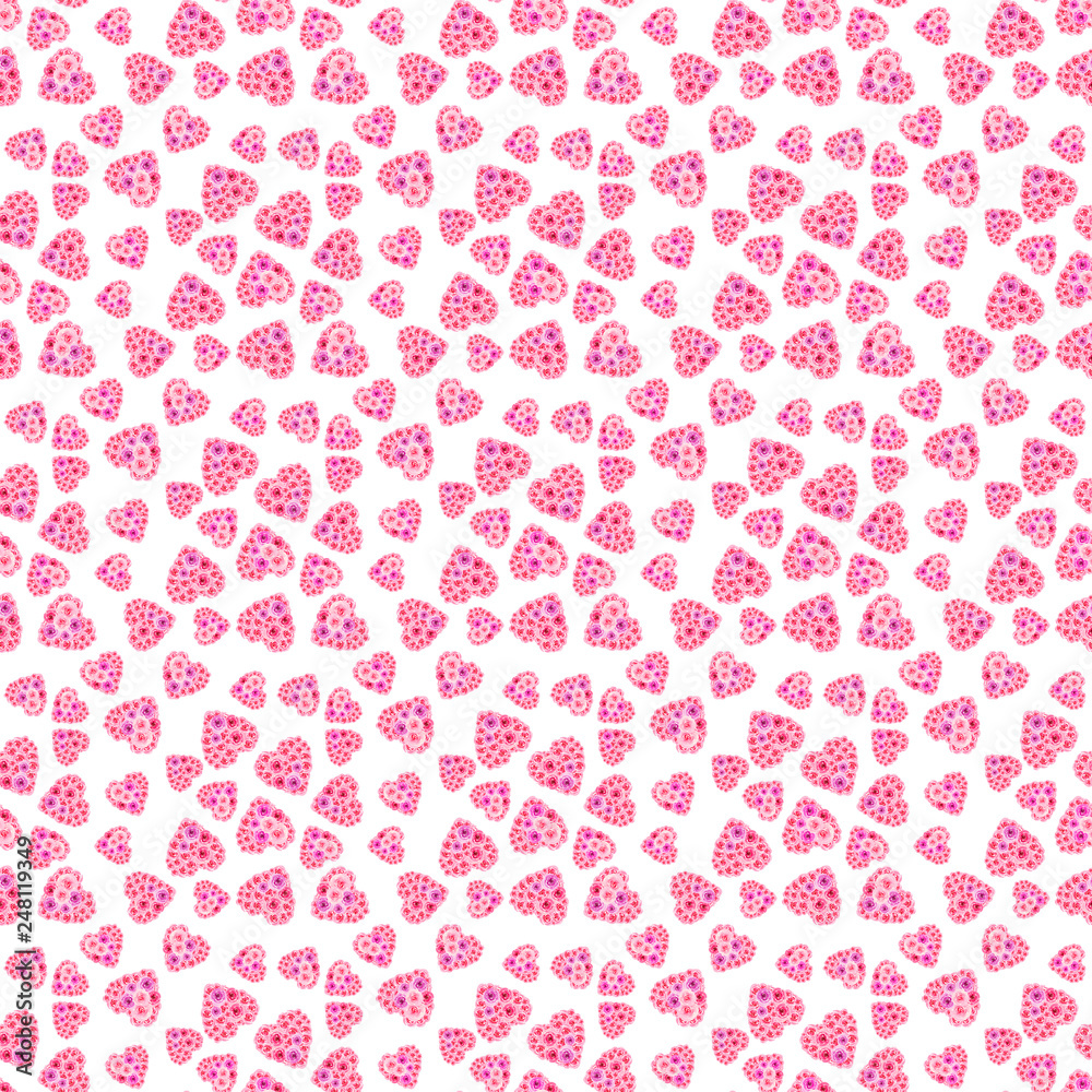 Watercolor heart of roses pattern. Hand drawn illustration. Seamless pattern Watercolor heart of roses pattern. Hand drawn illustration. Seamless pattern