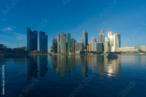 The Singapore skyline along Marina Bay