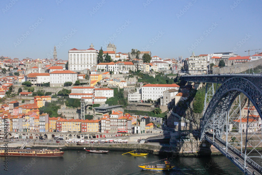 bridge D . Luis I, over the river Douro on Porto