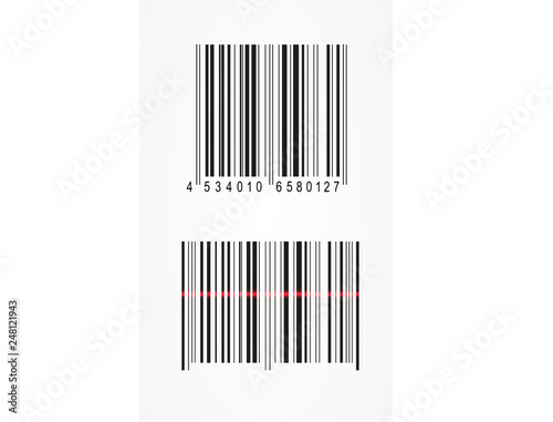 Bar code icon realistic. Flat barcode. 