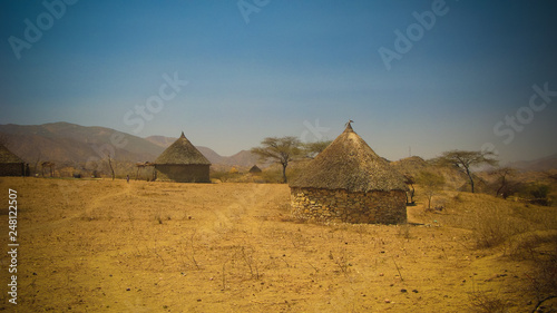 View to Bilen aka Bogo or Agaw tribe village  Keren  Anseba region Eritrea