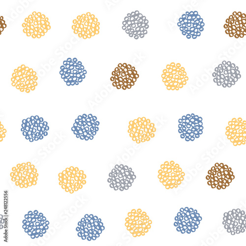 Vector seamless abstract background with small pastel colored elements, freehand doodles pattern.