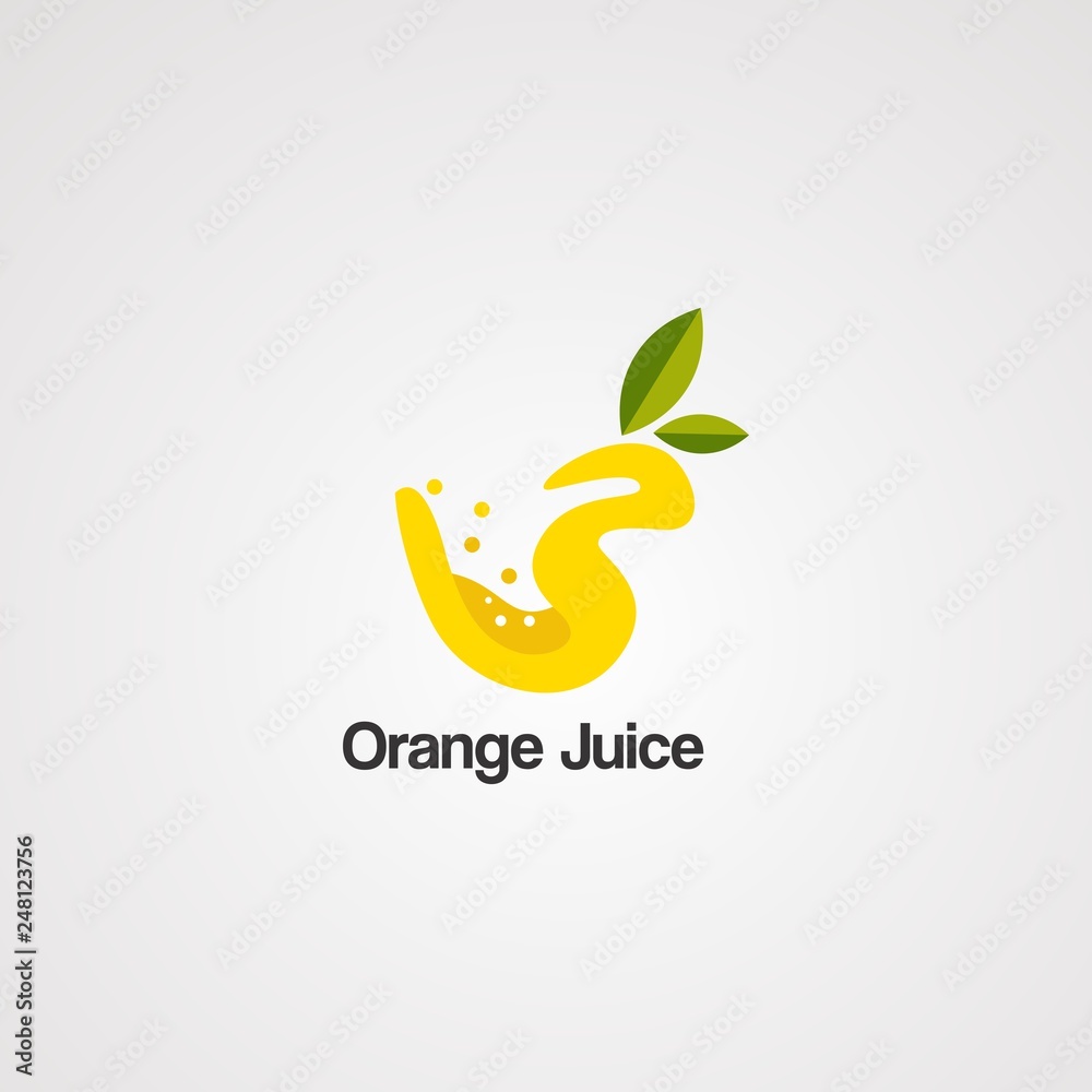 orange juice logo vector, icon, element, and template