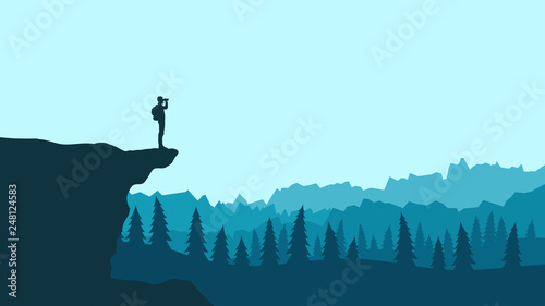 Tourist with binoculars