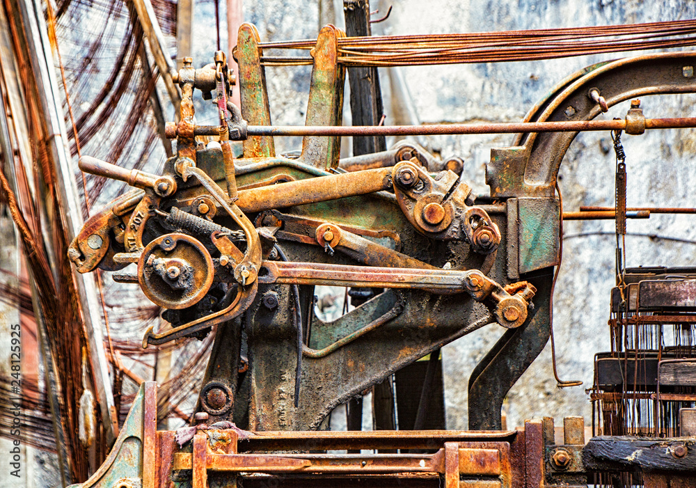 Rusted old printing press