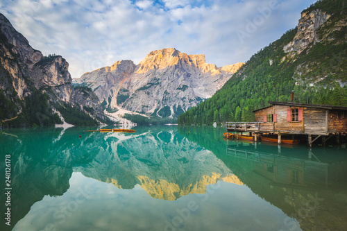 Braies Lake, Fanes Sennes Braies Natural Park, Dolomites, South Tyrol, Italy