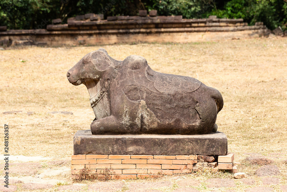 sculpture of a cow in front of the Preah Ko temple, Siem Reap, Cambodia, Asia sculpture of a cow in front of the Preah Ko temple, Siem Reap, Cambodia, Asia
