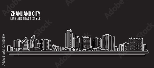 Cityscape Building Line art Vector Illustration design - Zhanjiang city