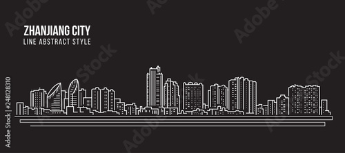 Cityscape Building Line art Vector Illustration design -  Zhanjiang city photo