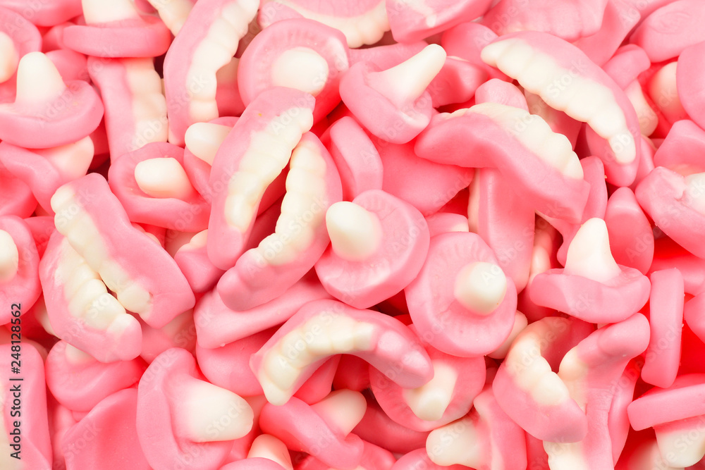 Assorted gummy candies. Top view. Jelly sweets. Assorted gummy candies. Top view. Jelly sweets.