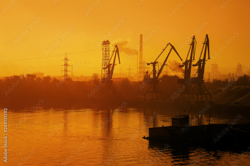 Industrial landscape at sunset