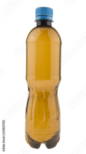 brown plastic bottle isolated on white background