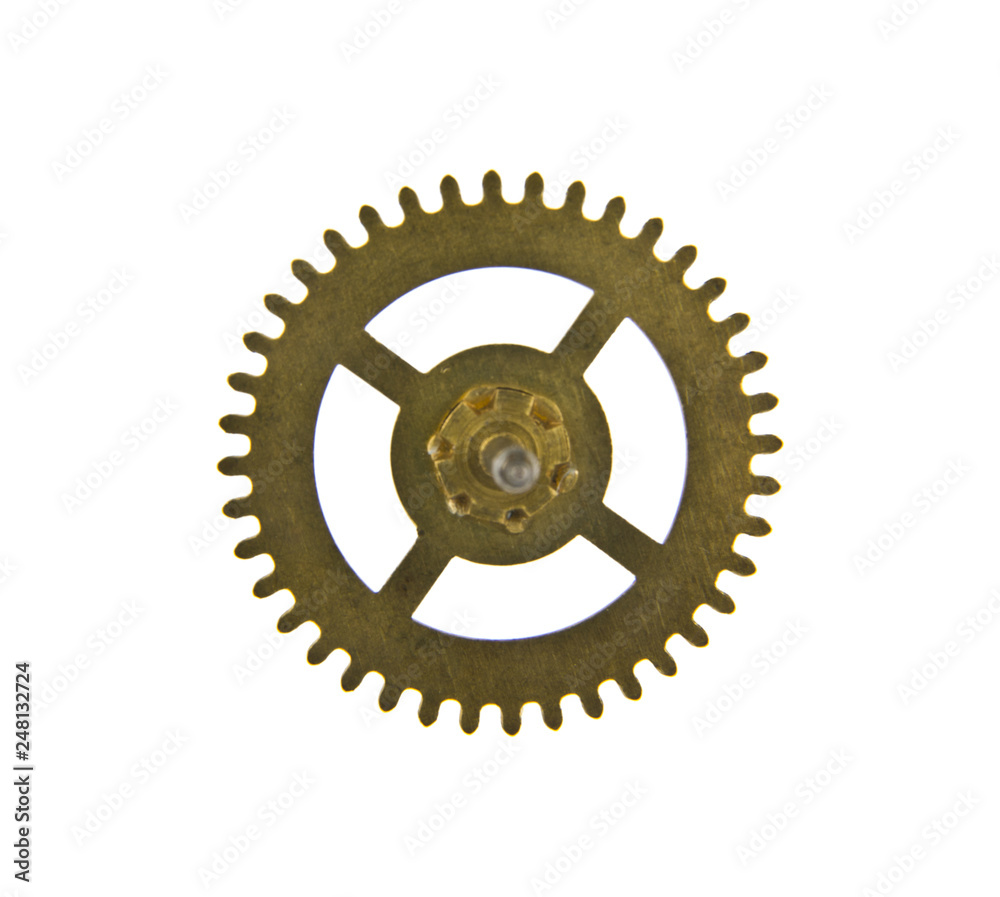 metal gears for watch isolated on white background metal gears for watch isolated on white background