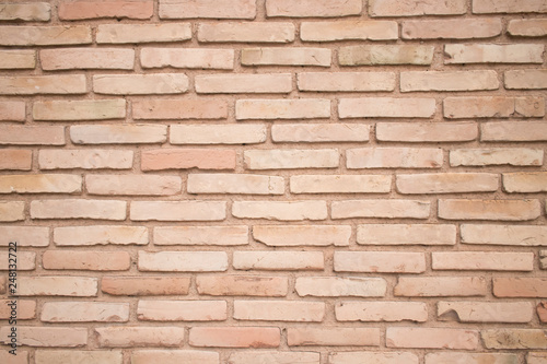 wall of clay bricks. old masonry.