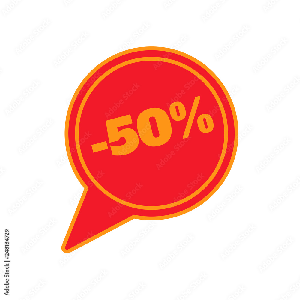 Vector eps illustration on the white background with sale discount tag label with text: -50% for advertising Vector eps illustration on the white background with sale discount tag label with text: -50% for advertising